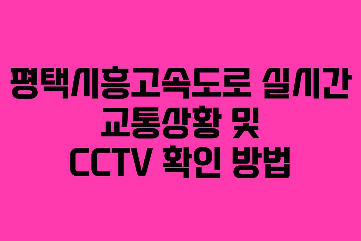 평택시흥고속도로 실시간 교통상황 및 CCTV 확인 방법