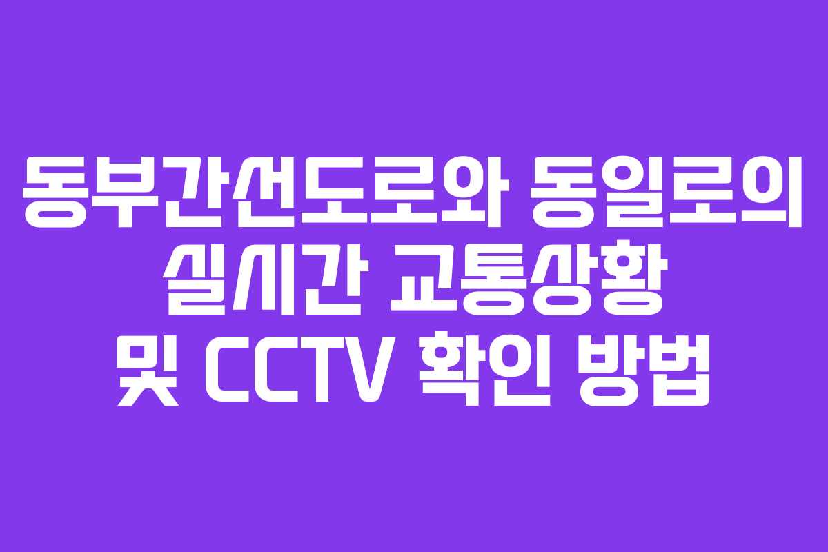 동부간선도로와 동일로의 실시간 교통상황 및 CCTV 확인 방법