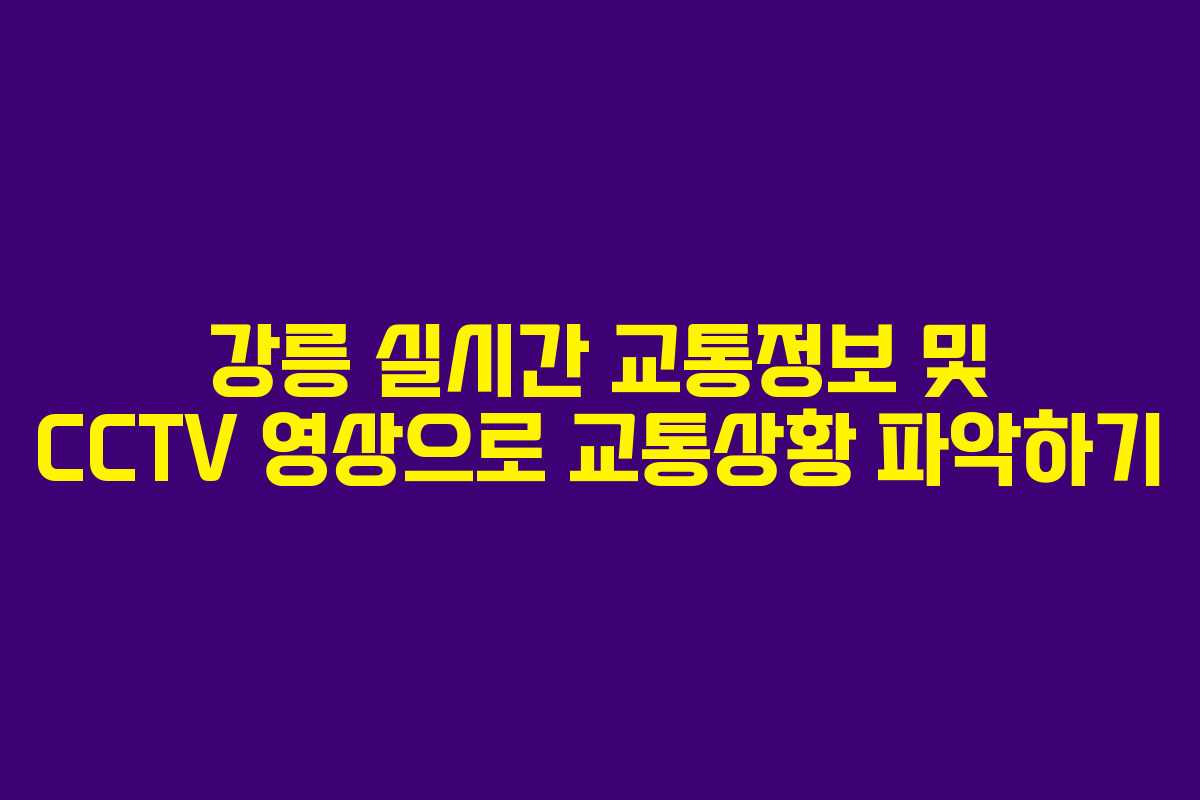 강릉 실시간 교통정보 및 CCTV 영상으로 교통상황 파악하기