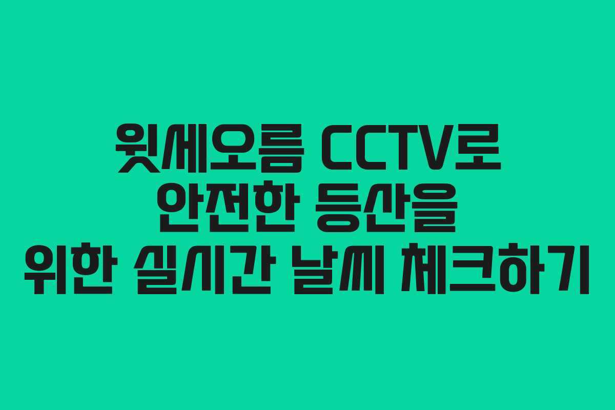 윗세오름 CCTV로 안전한 등산을 위한 실시간 날씨 체크하기