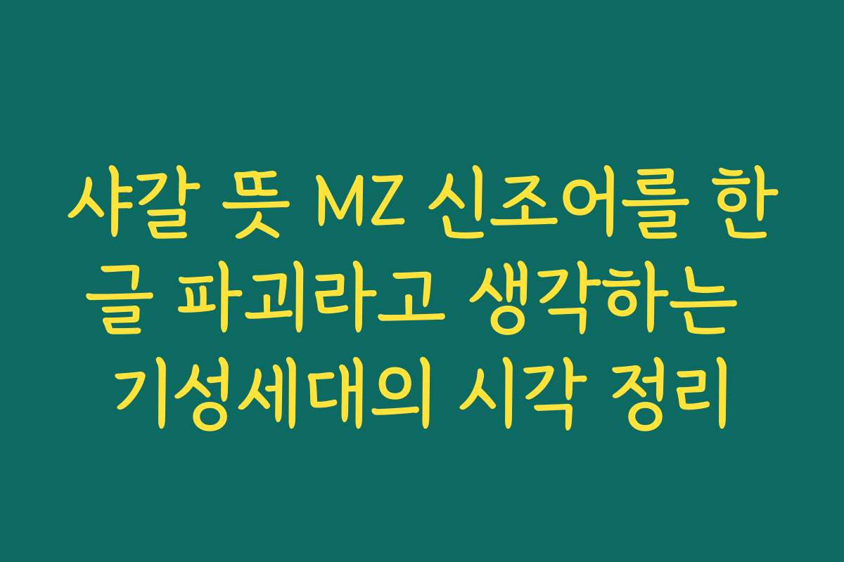 샤갈 뜻 MZ 신조어를 한글 파괴라고 생각하는 기성세대의 시각 정리