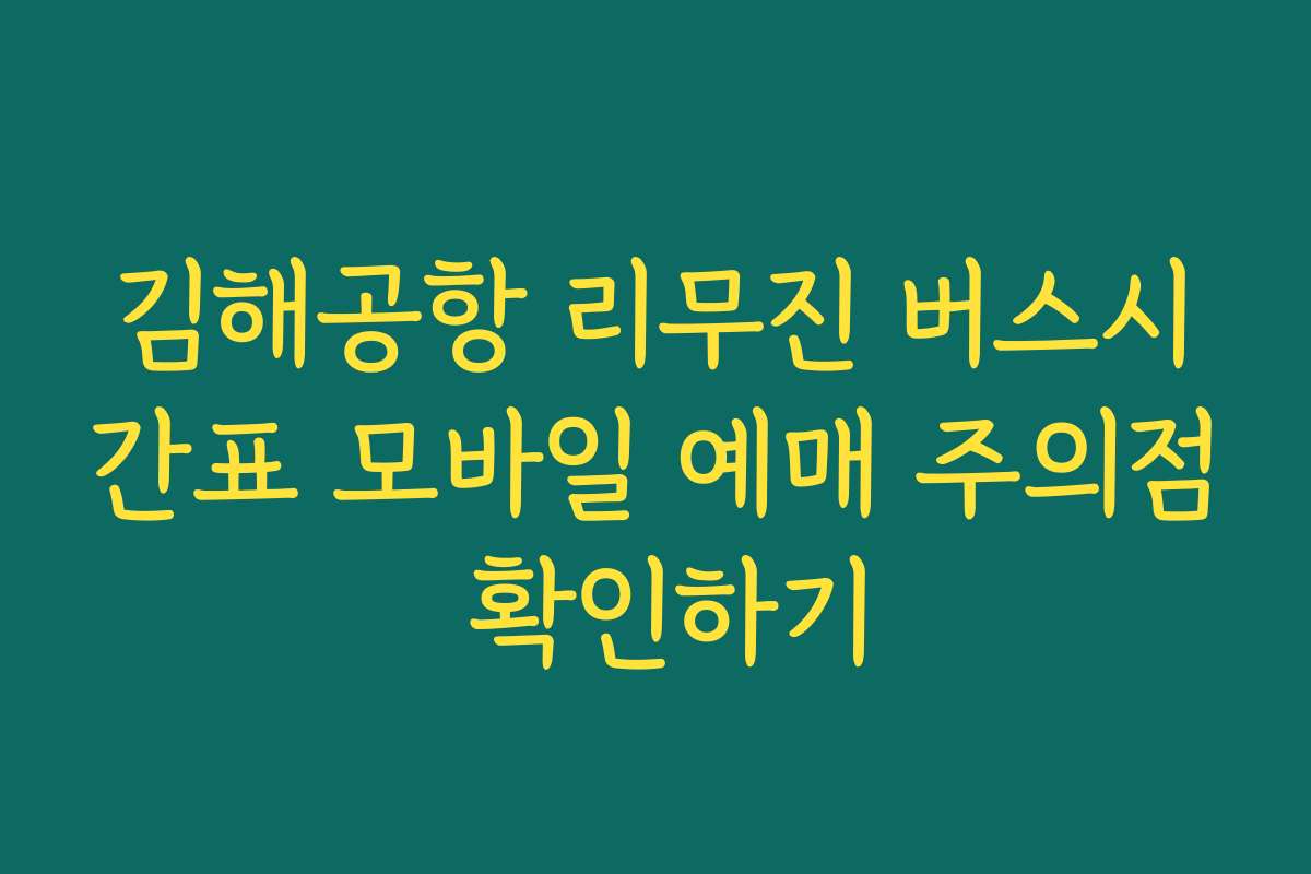 김해공항 리무진 버스시간표 모바일 예매 주의점 확인하기