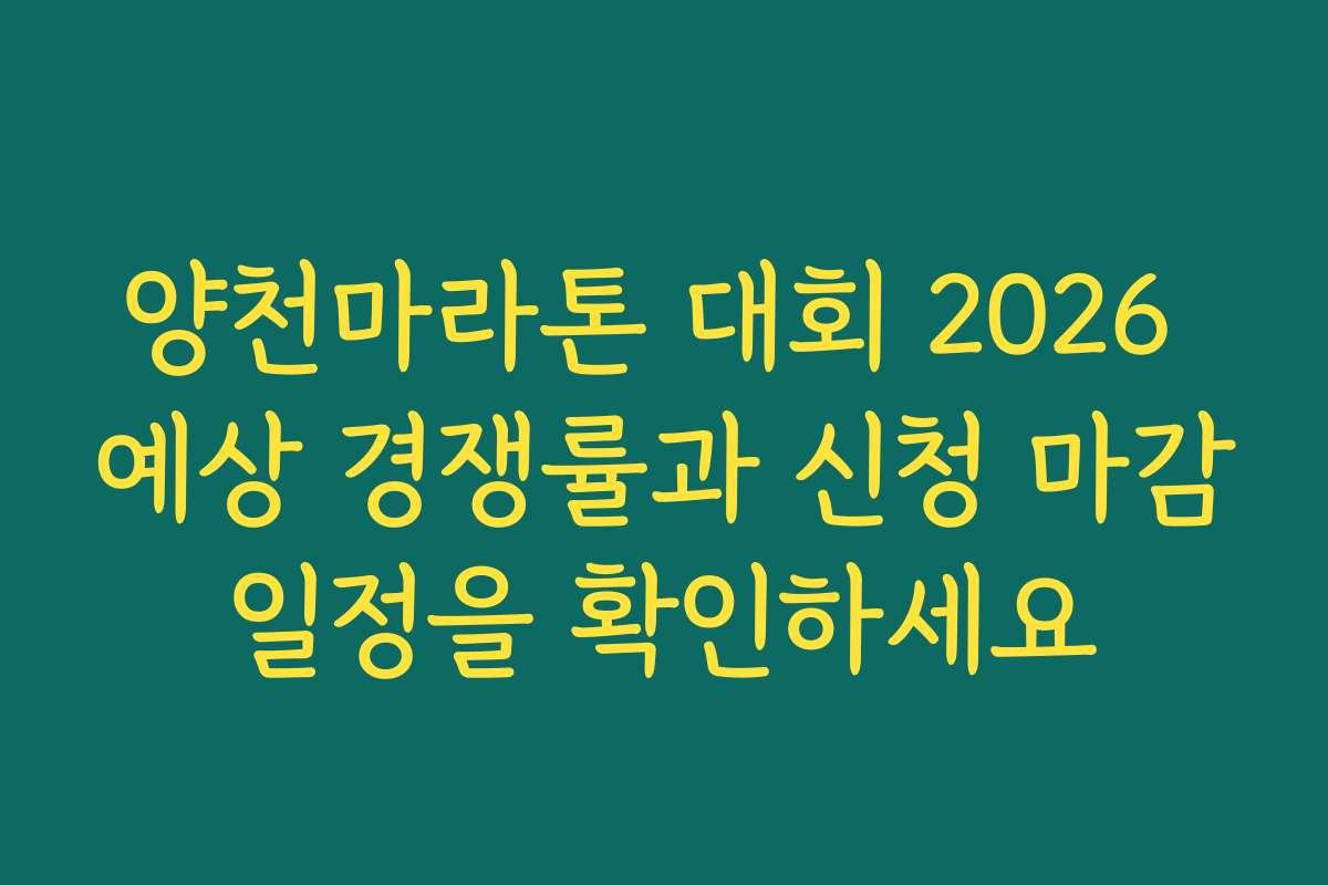 양천마라톤 대회 2026 예상 경쟁률과 신청 마감일정을 확인하세요