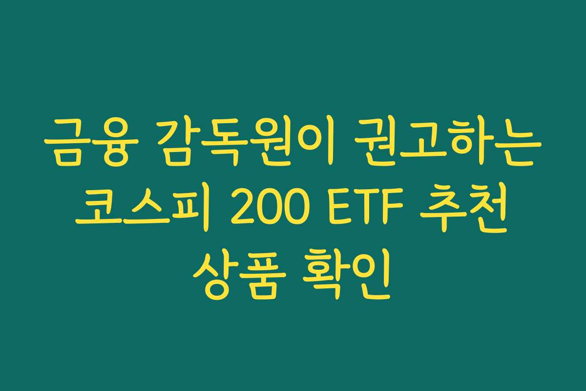 금융 감독원이 권고하는 코스피 200 ETF 추천 상품 확인 금융 감독원이 권고하는 코스피 200 ETF 추천 상품 확인