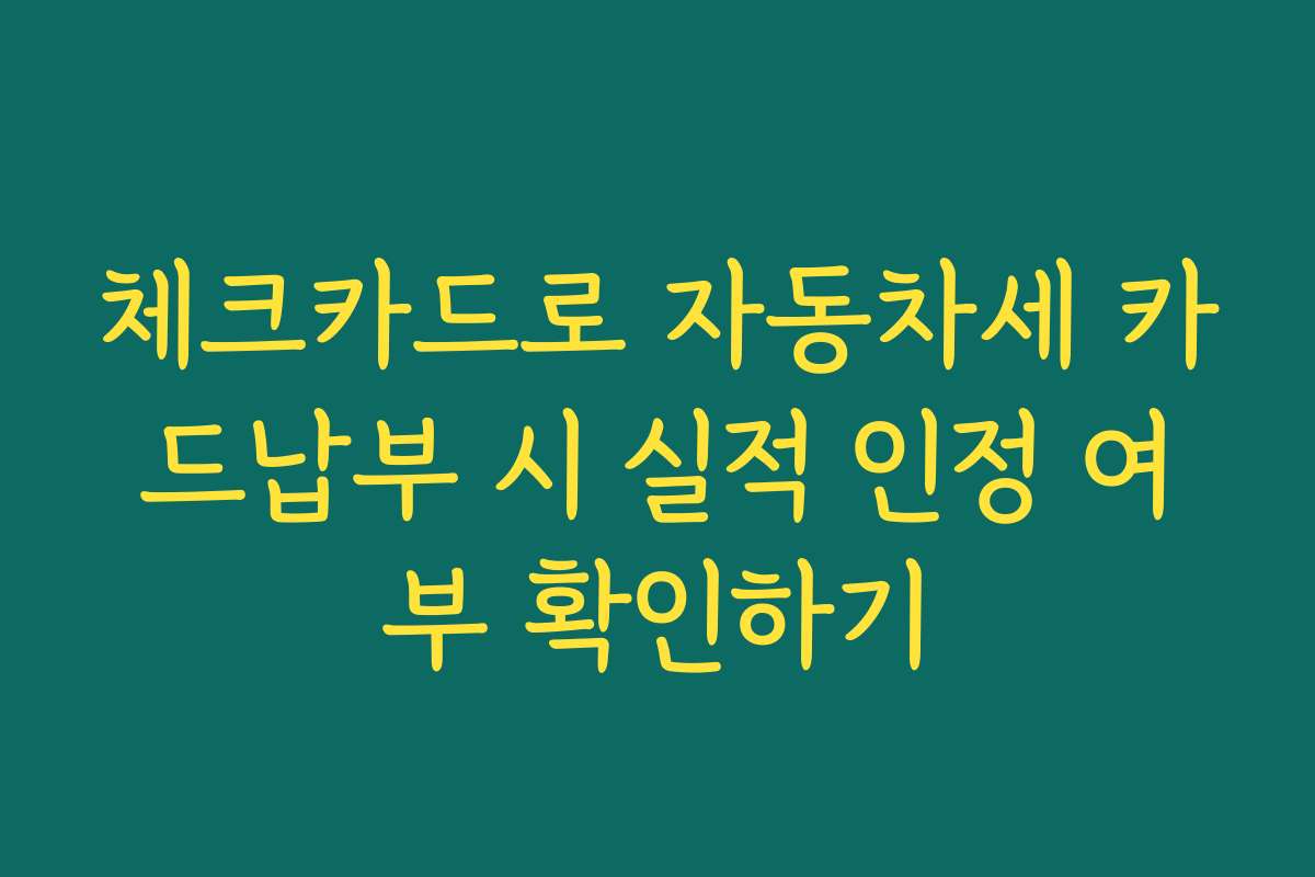 체크카드로 자동차세 카드납부 시 실적 인정 여부 확인하기