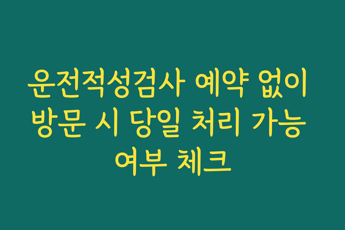 운전적성검사 예약 없이 방문 시 당일 처리 가능 여부 체크 운전적성검사 예약 없이 방문 시 당일 처리 가능 여부 체크