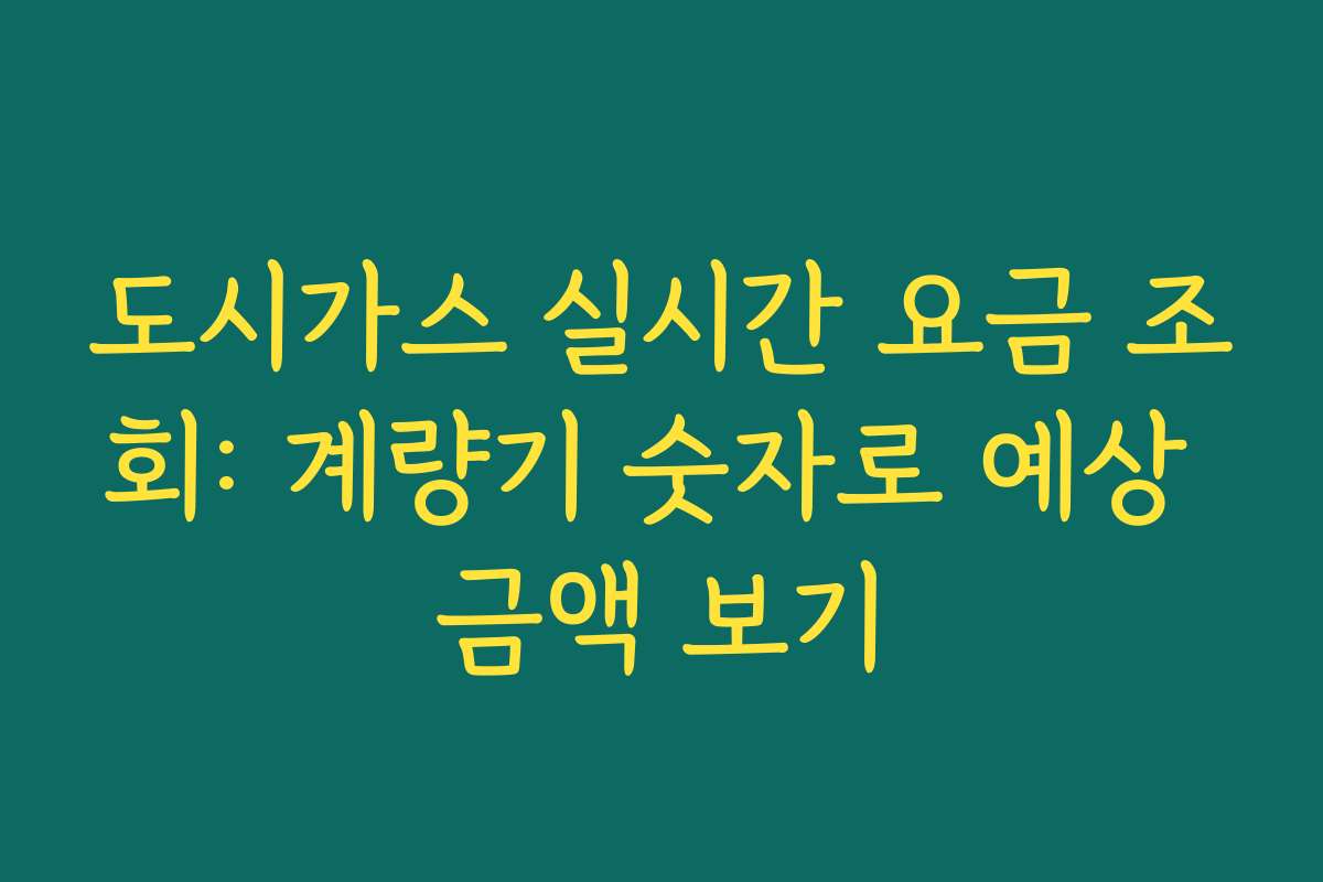 도시가스 실시간 요금 조회: 계량기 숫자로 예상 금액 보기