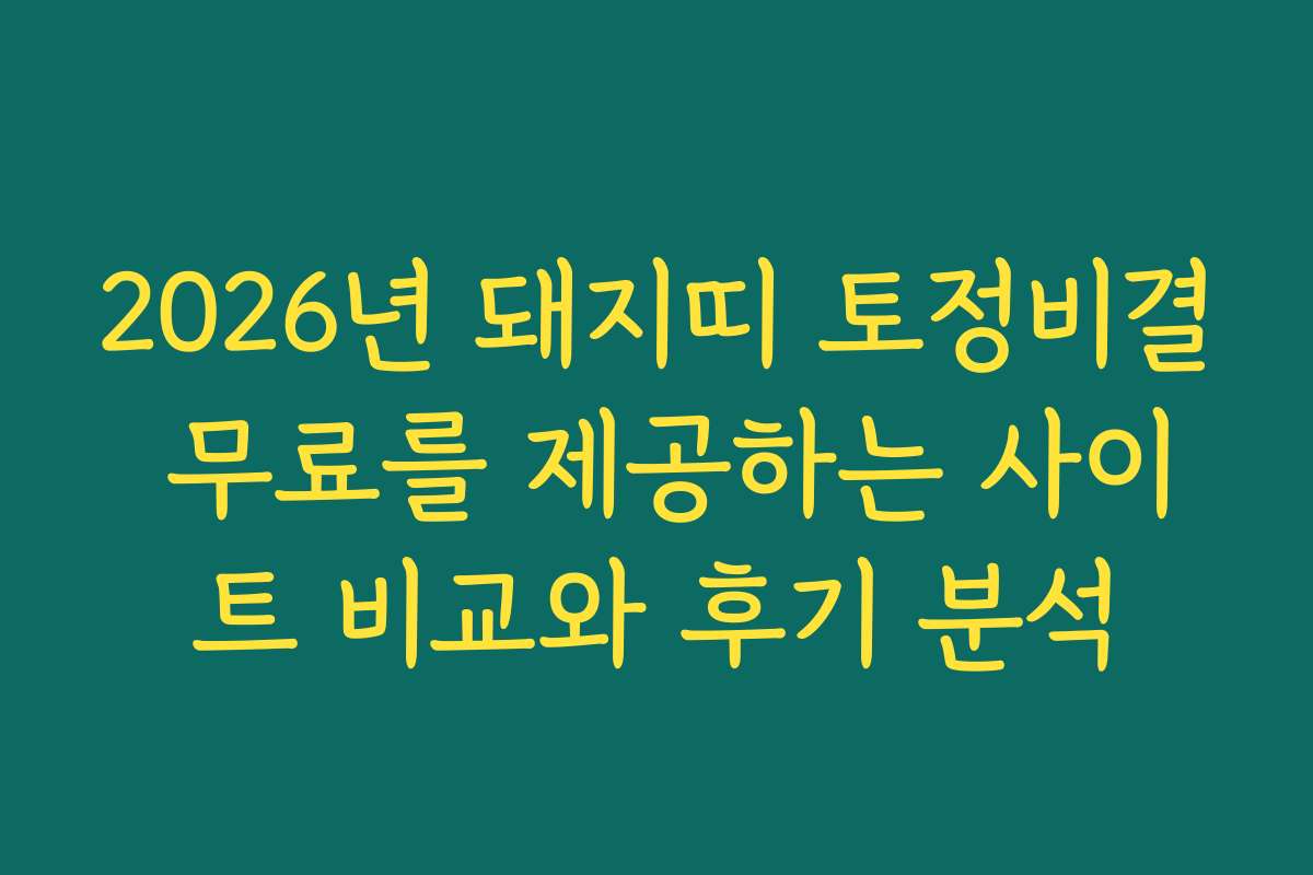 2026년 돼지띠 토정비결 무료를 제공하는 사이트 비교와 후기 분석