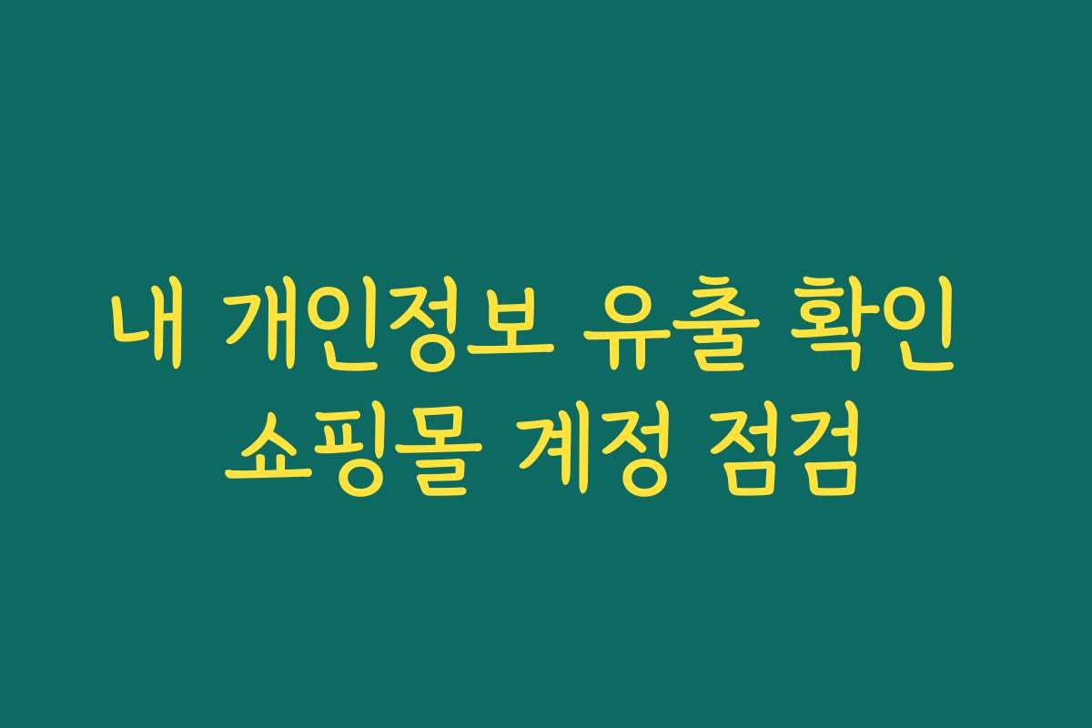 내 개인정보 유출 확인 쇼핑몰 계정 점검