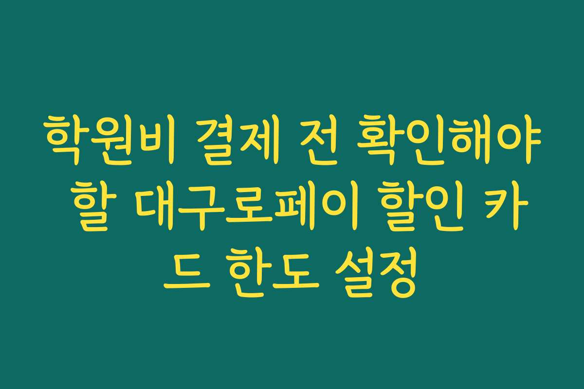 학원비 결제 전 확인해야 할 대구로페이 할인 카드 한도 설정