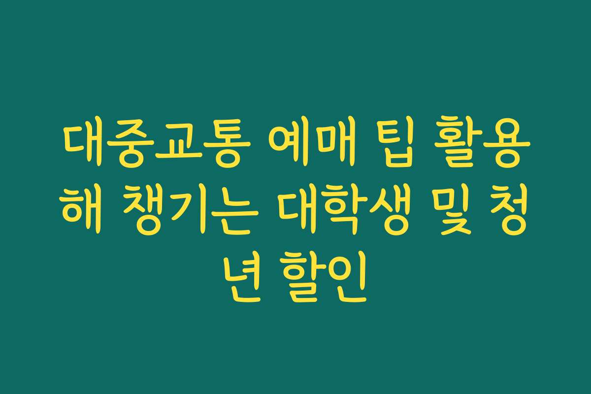 대중교통 예매 팁 활용해 챙기는 대학생 및 청년 할인