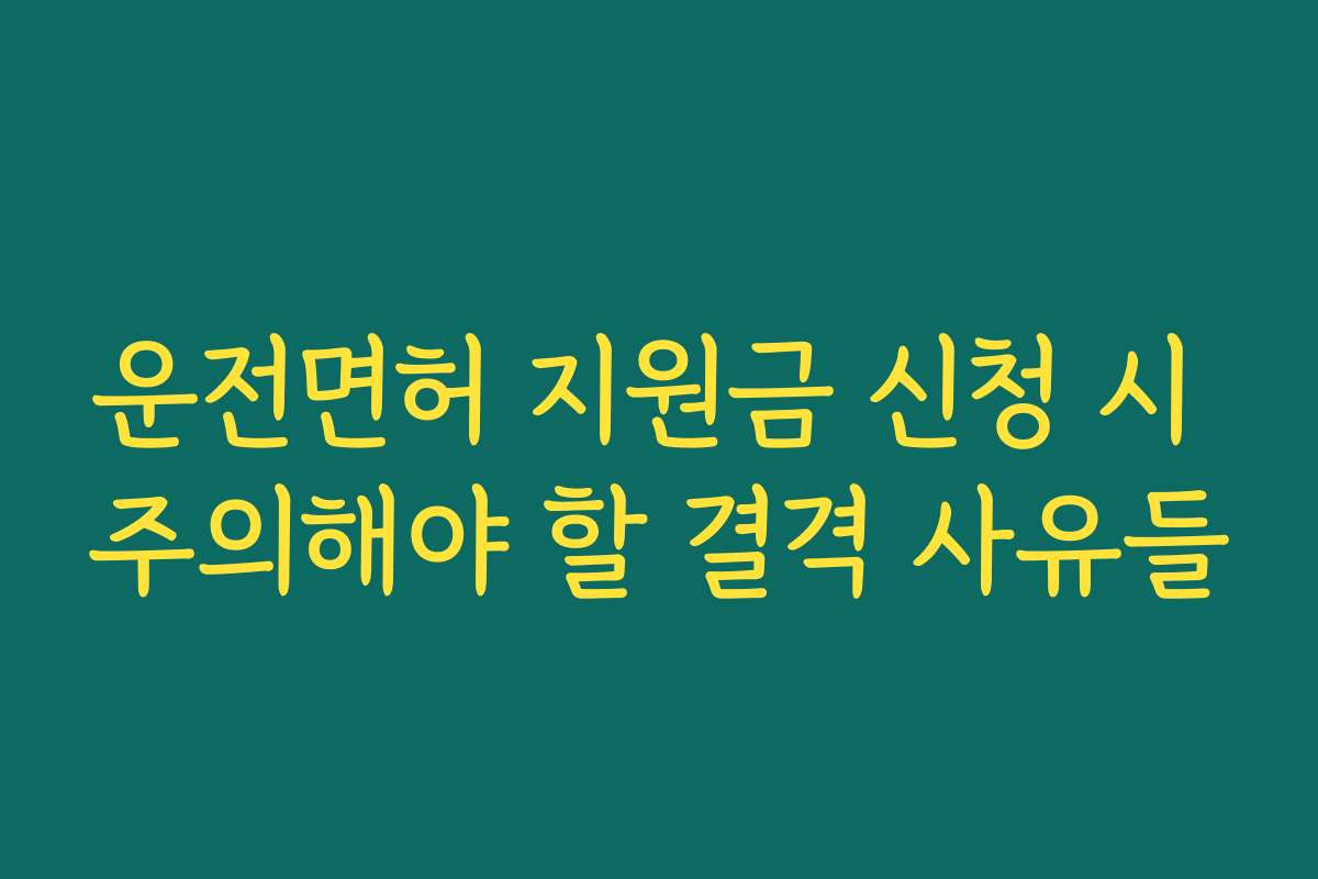 운전면허 지원금 신청 시 주의해야 할 결격 사유들 운전면허 지원금 신청 시 주의해야 할 결격 사유들