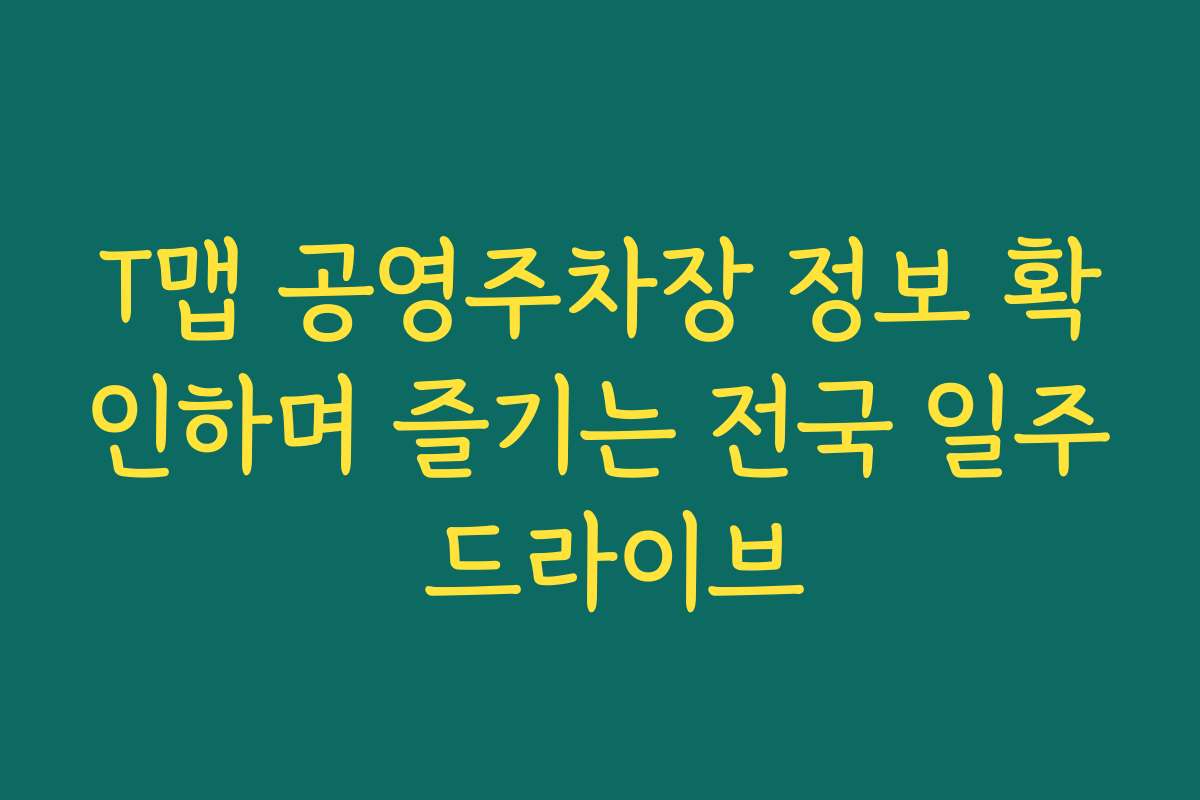 T맵 공영주차장 정보 확인하며 즐기는 전국 일주 드라이브