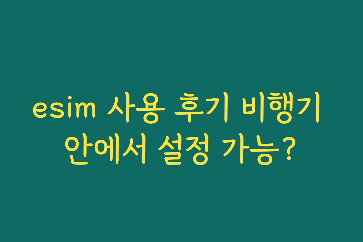 esim 사용 후기 비행기 안에서 설정 가능? esim 사용 후기 비행기 안에서 설정 가능?