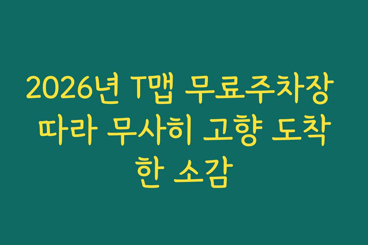2026년 T맵 무료주차장 따라 무사히 고향 도착한 소감