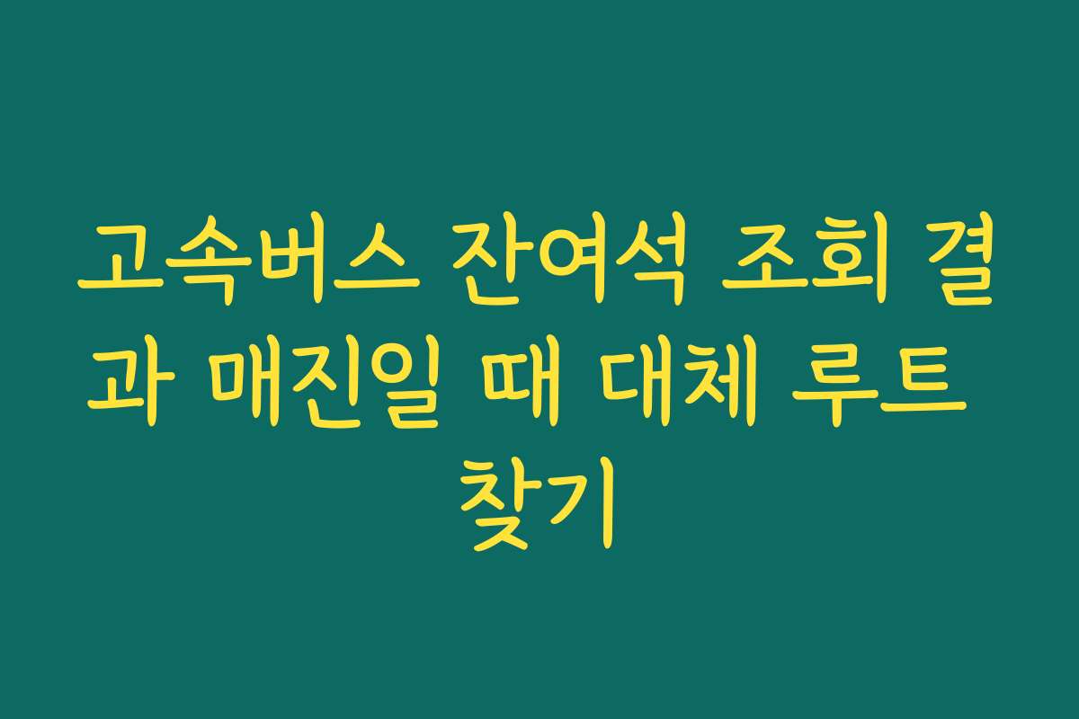 고속버스 잔여석 조회 결과 매진일 때 대체 루트 찾기