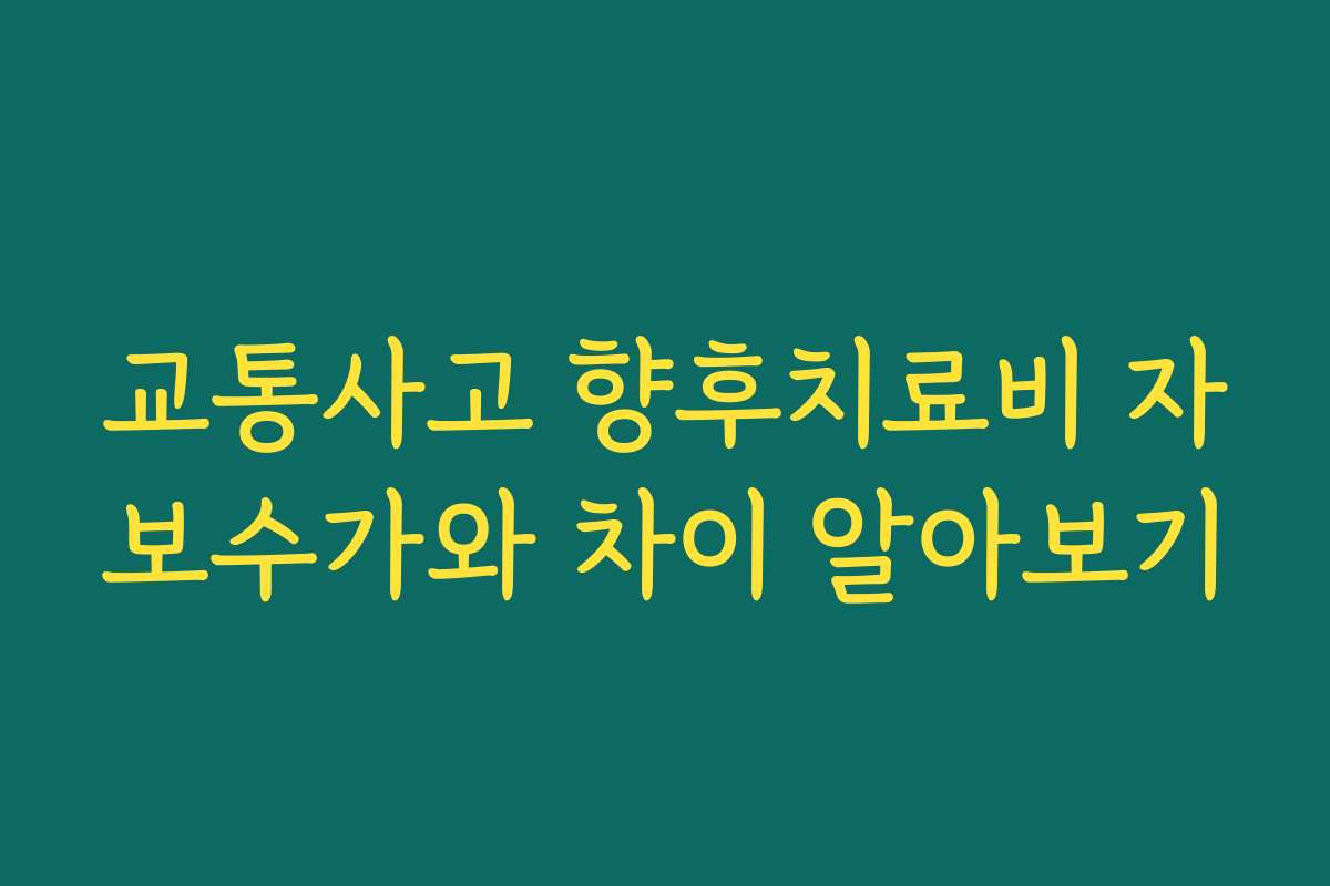 교통사고 향후치료비 자보수가와 차이 알아보기 교통사고 향후치료비 자보수가와 차이 알아보기