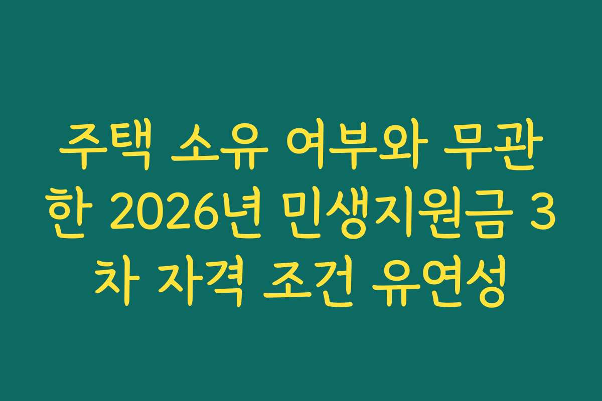 주택 소유 여부와 무관한 2026년 민생지원금 3차 자격 조건 유연성