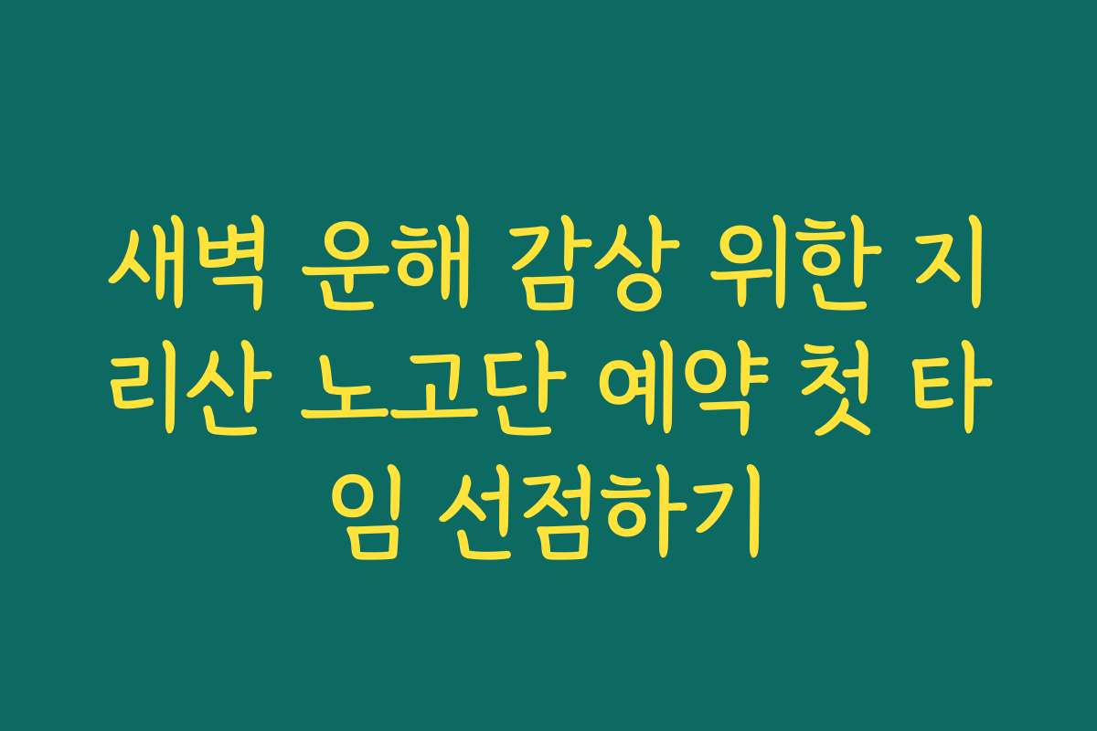 새벽 운해 감상 위한 지리산 노고단 예약 첫 타임 선점하기