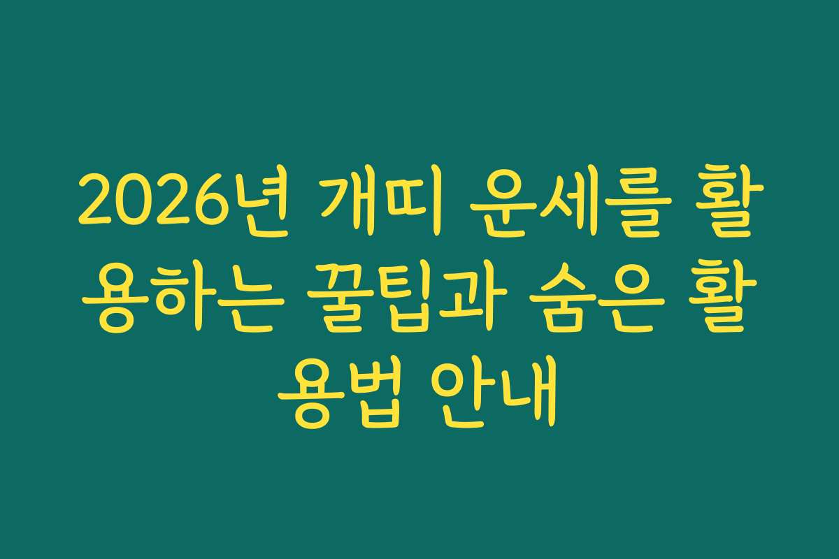 2026년 개띠 운세를 활용하는 꿀팁과 숨은 활용법 안내