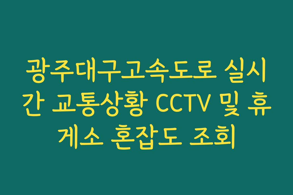 광주대구고속도로 실시간 교통상황 CCTV 및 휴게소 혼잡도 조회