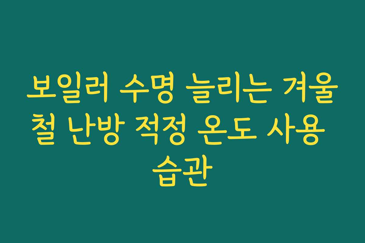 보일러 수명 늘리는 겨울철 난방 적정 온도 사용 습관