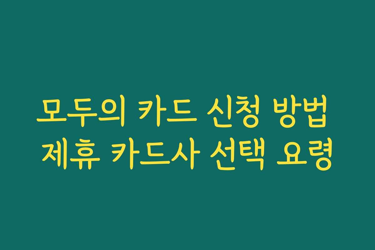 모두의 카드 신청 방법 제휴 카드사 선택 요령