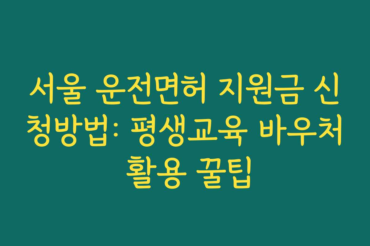 서울 운전면허 지원금 신청방법: 평생교육 바우처 활용 꿀팁