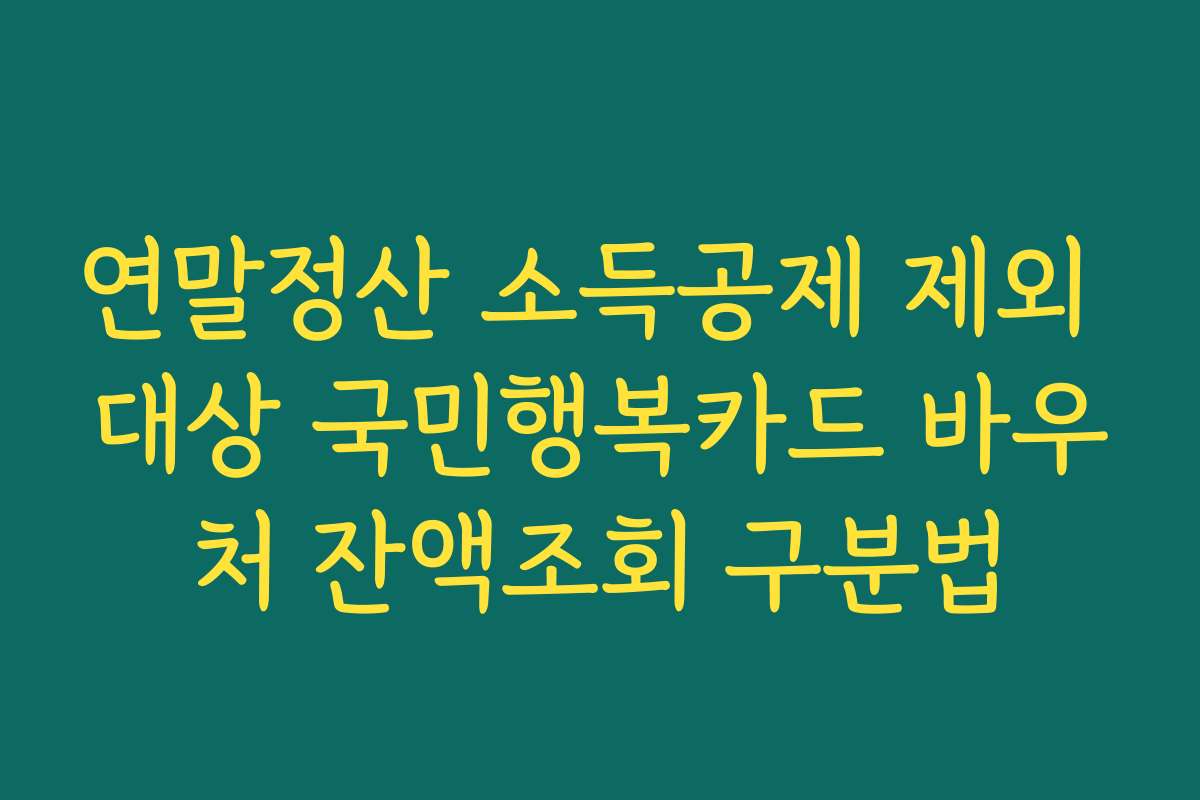 연말정산 소득공제 제외 대상 국민행복카드 바우처 잔액조회 구분법
