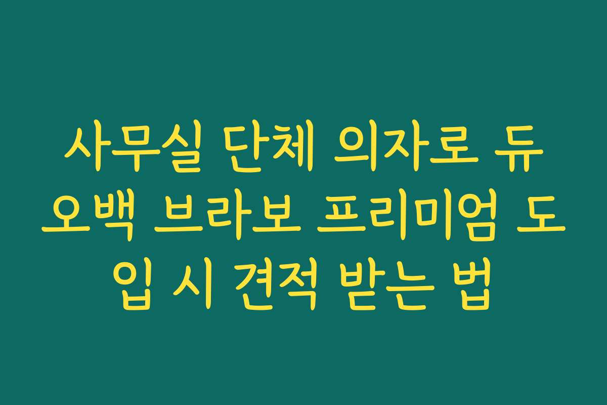 사무실 단체 의자로 듀오백 브라보 프리미엄 도입 시 견적 받는 법