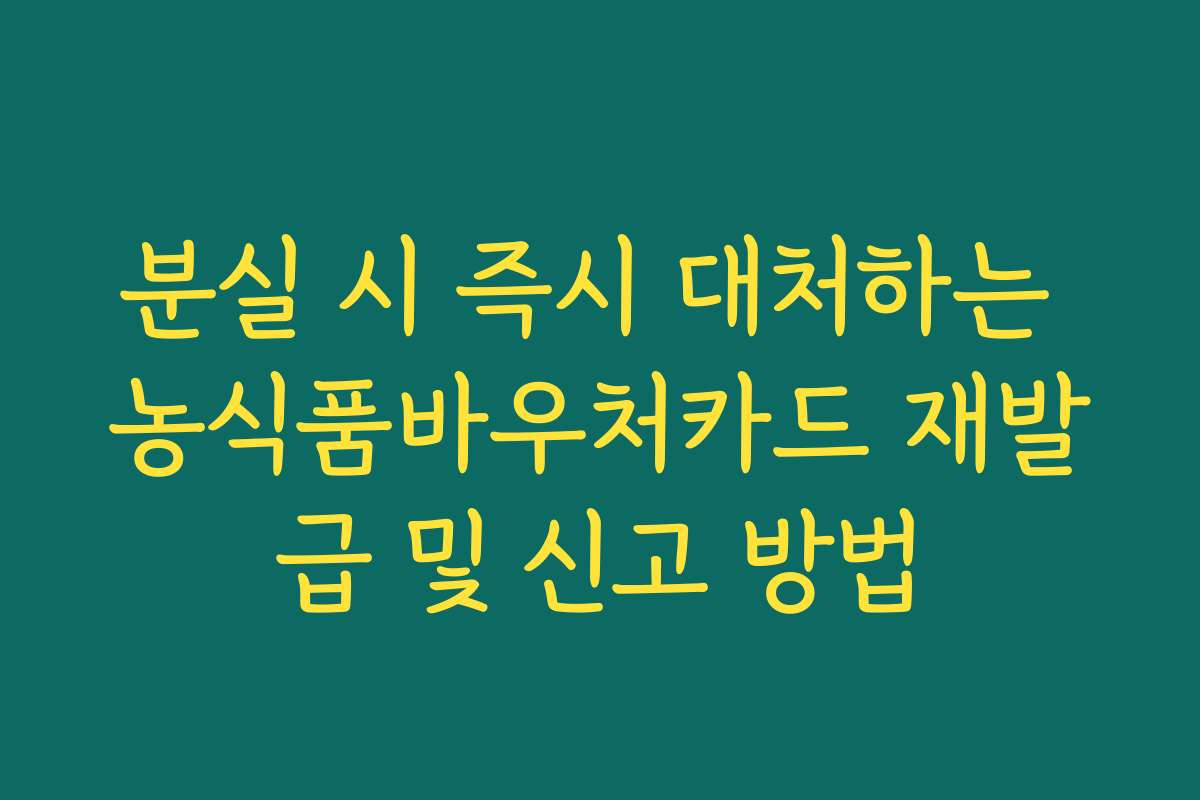 분실 시 즉시 대처하는 농식품바우처카드 재발급 및 신고 방법