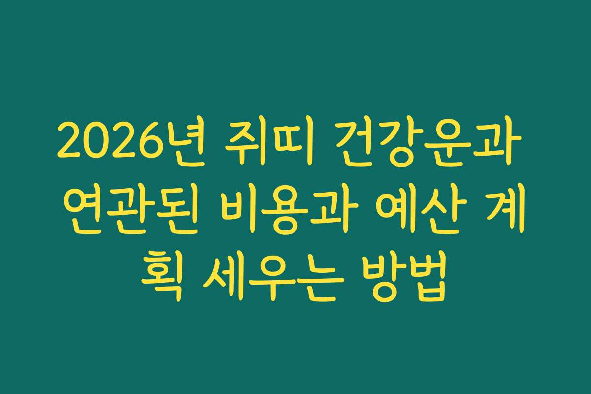 2026년 쥐띠 건강운과 연관된 비용과 예산 계획 세우는 방법