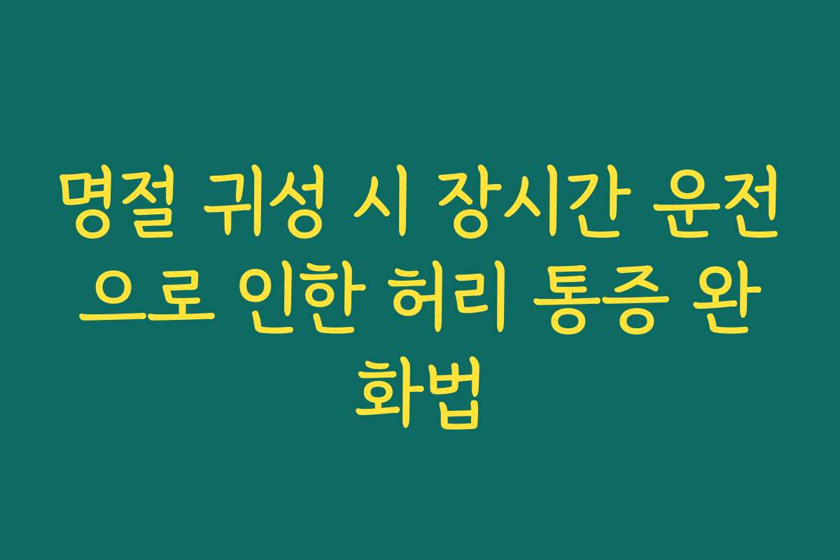 명절 귀성 시 장시간 운전으로 인한 허리 통증 완화법