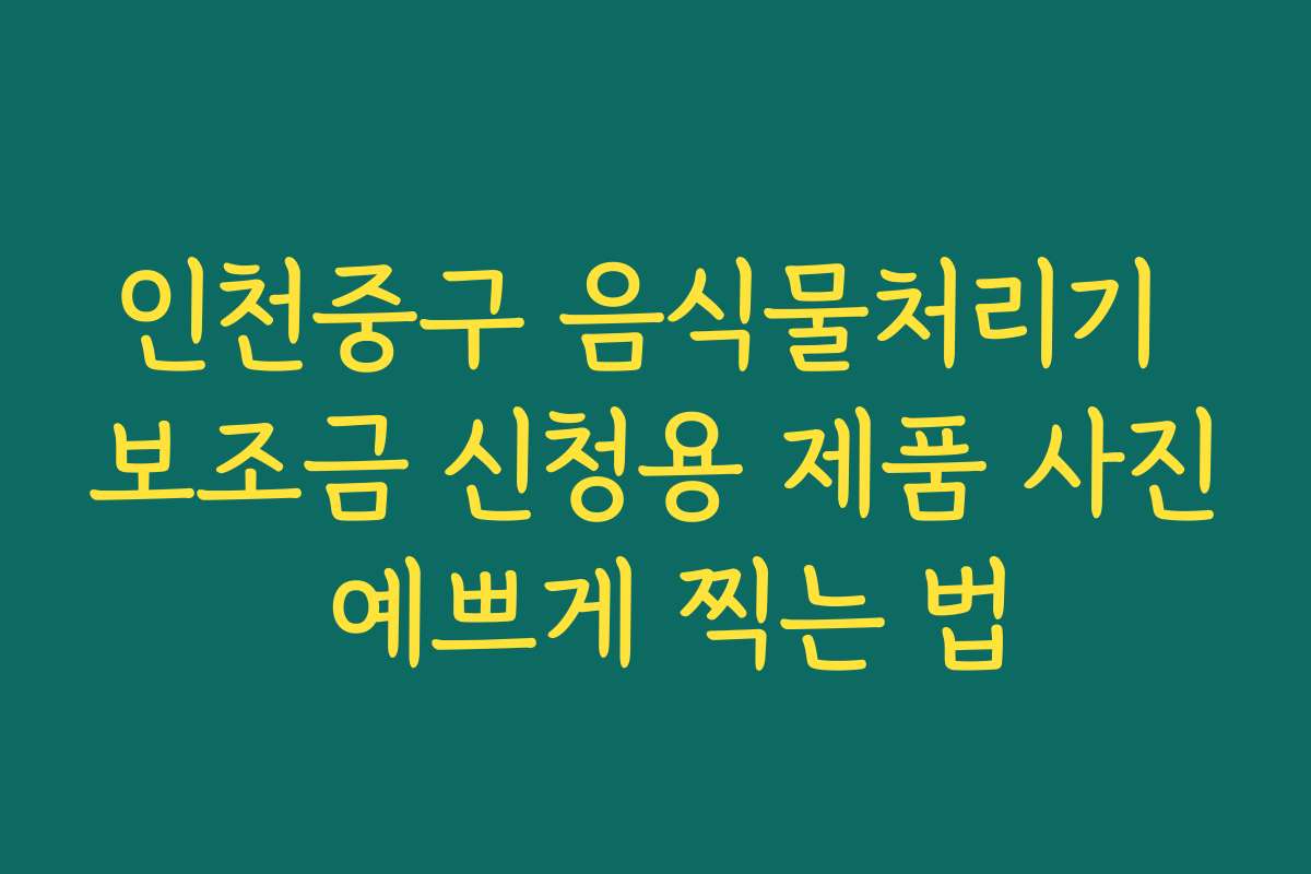 인천중구 음식물처리기 보조금 신청용 제품 사진 예쁘게 찍는 법