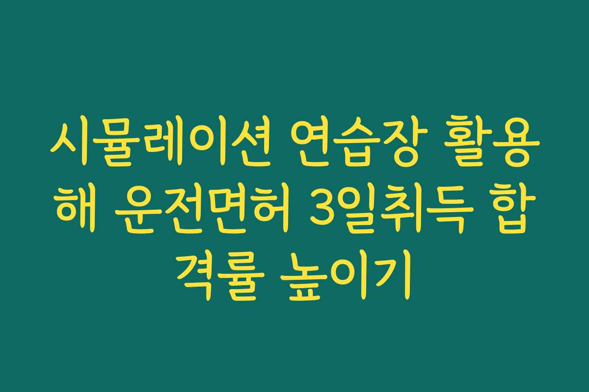 시뮬레이션 연습장 활용해 운전면허 3일취득 합격률 높이기