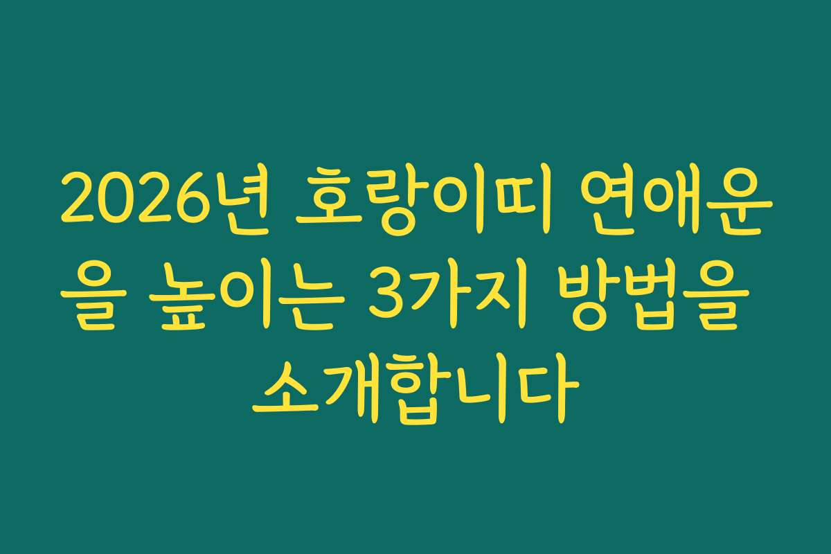 2026년 호랑이띠 연애운을 높이는 3가지 방법을 소개합니다