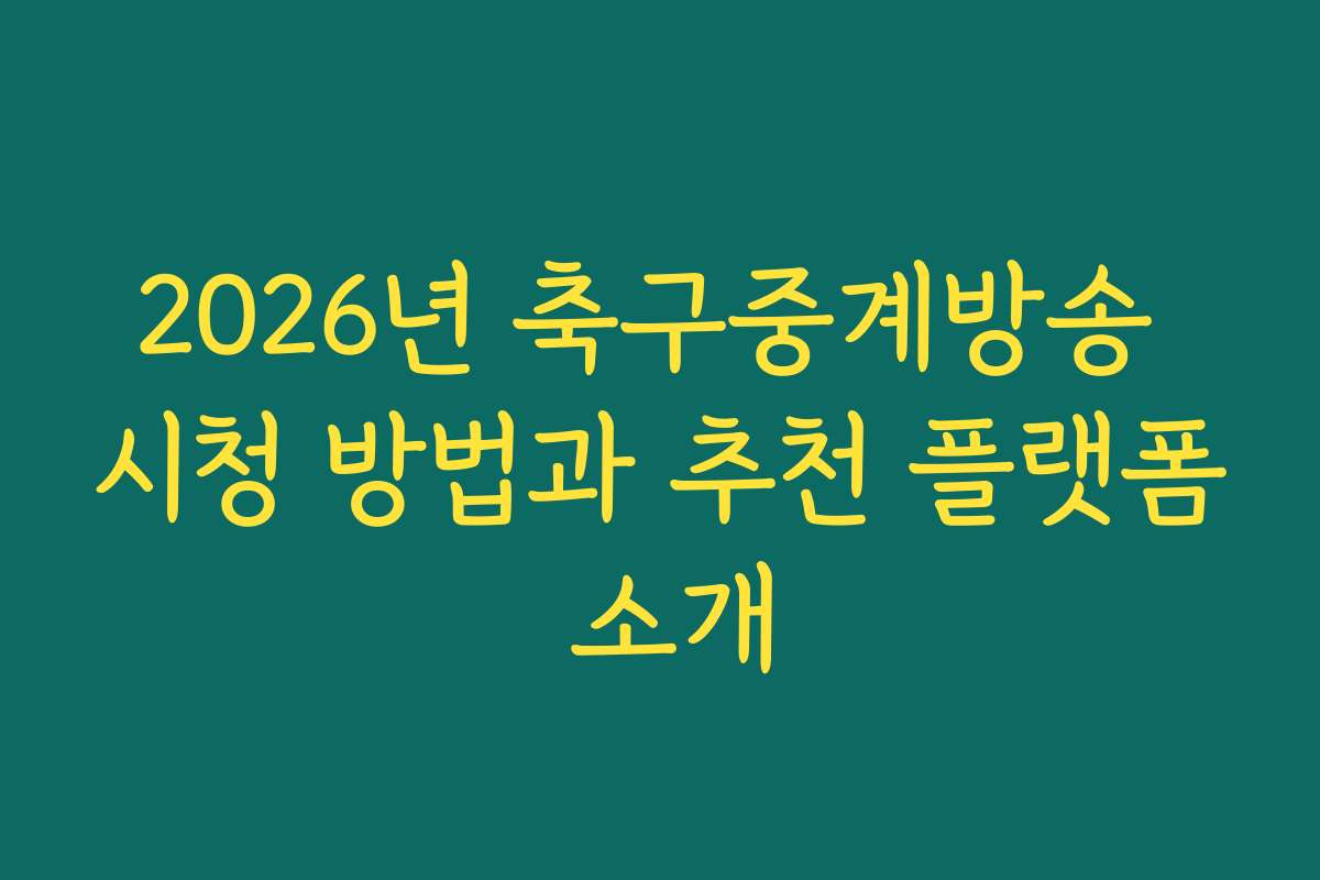 2026년 축구중계방송 시청 방법과 추천 플랫폼 소개