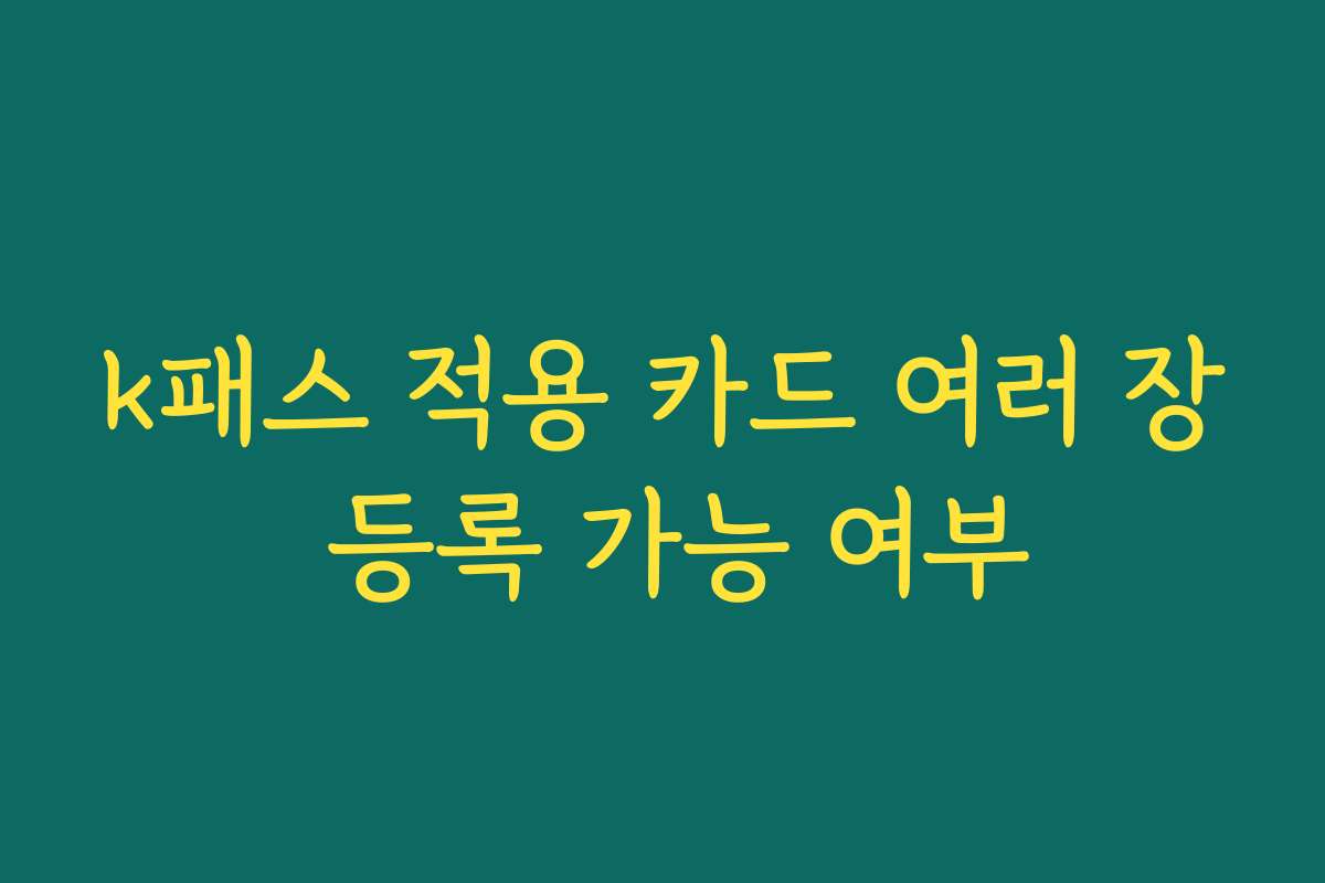 k패스 적용 카드 여러 장 등록 가능 여부 k패스 적용 카드 여러 장 등록 가능 여부