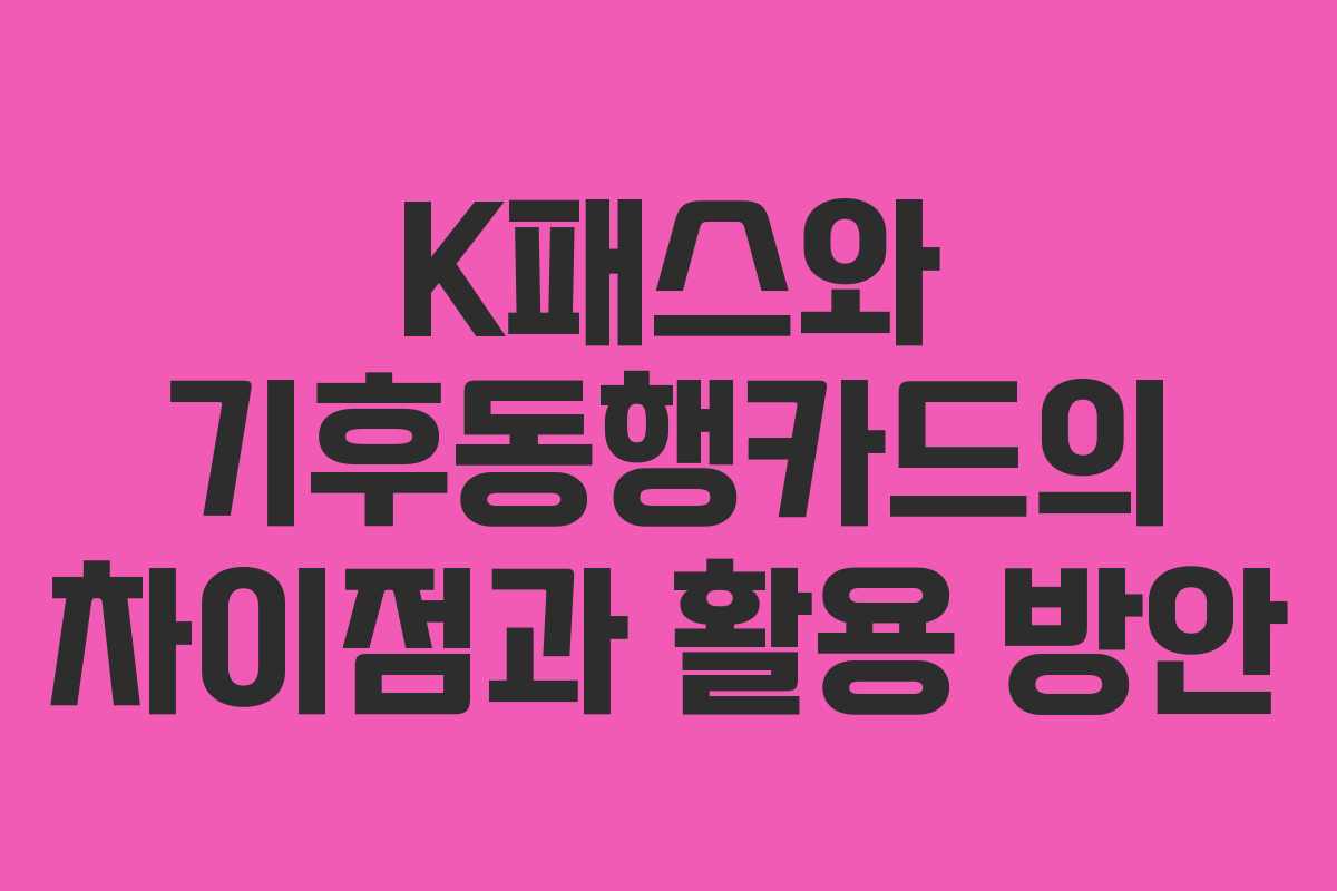K패스와 기후동행카드의 차이점과 활용 방안