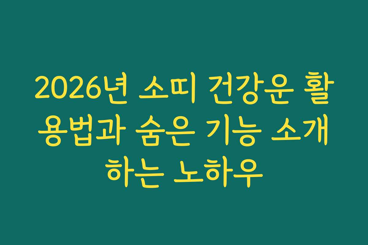 2026년 소띠 건강운 활용법과 숨은 기능 소개하는 노하우