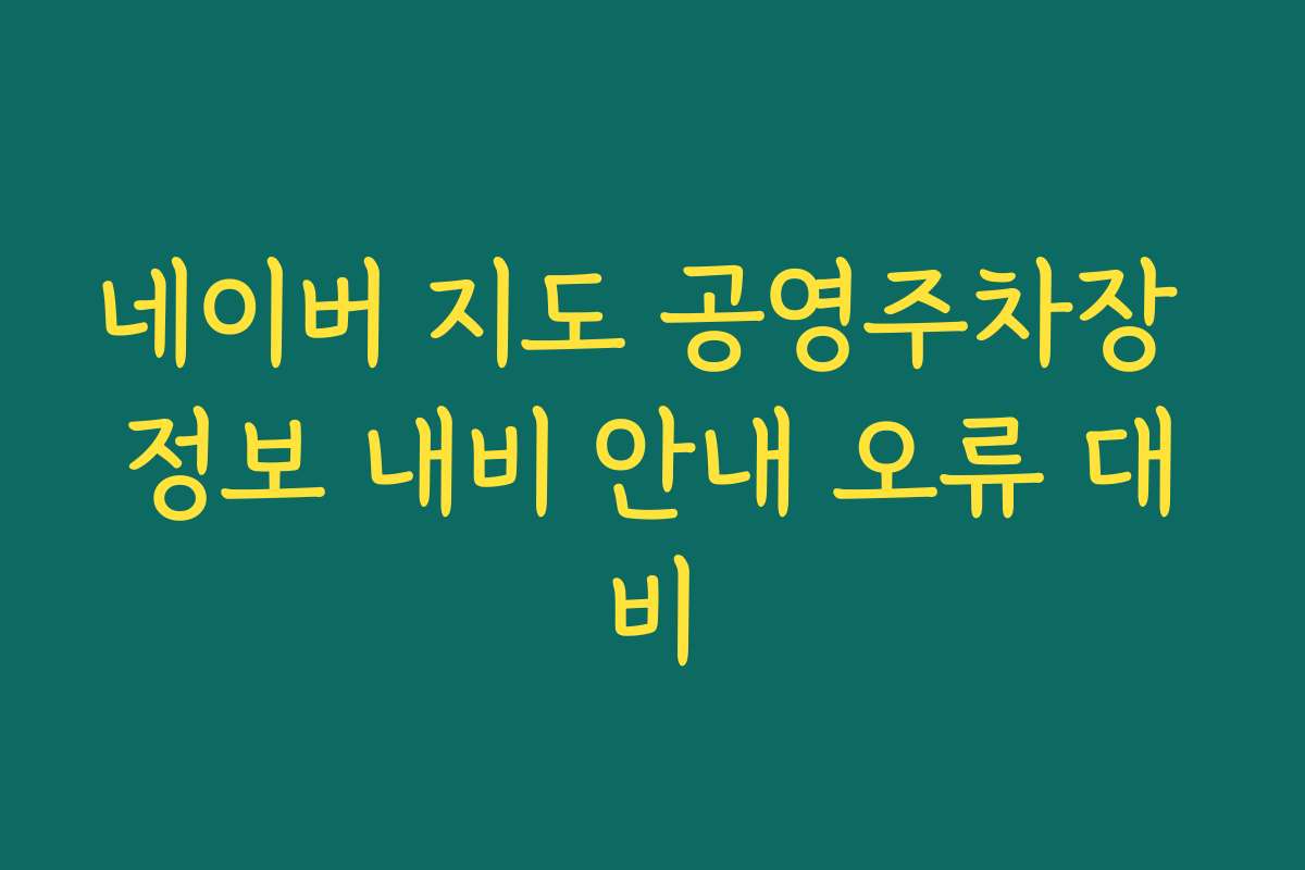 네이버 지도 공영주차장 정보 내비 안내 오류 대비