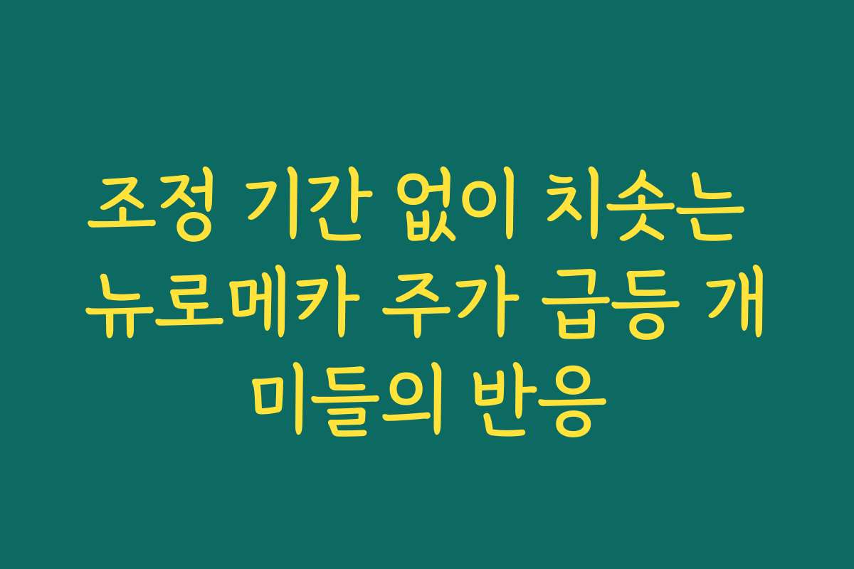 조정 기간 없이 치솟는 뉴로메카 주가 급등 개미들의 반응