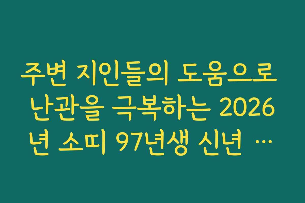 주변 지인들의 도움으로 난관을 극복하는 2026년 소띠 97년생 신년 운세