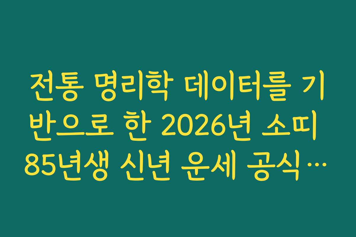 전통 명리학 데이터를 기반으로 한 2026년 소띠 85년생 신년 운세 공식 리포트