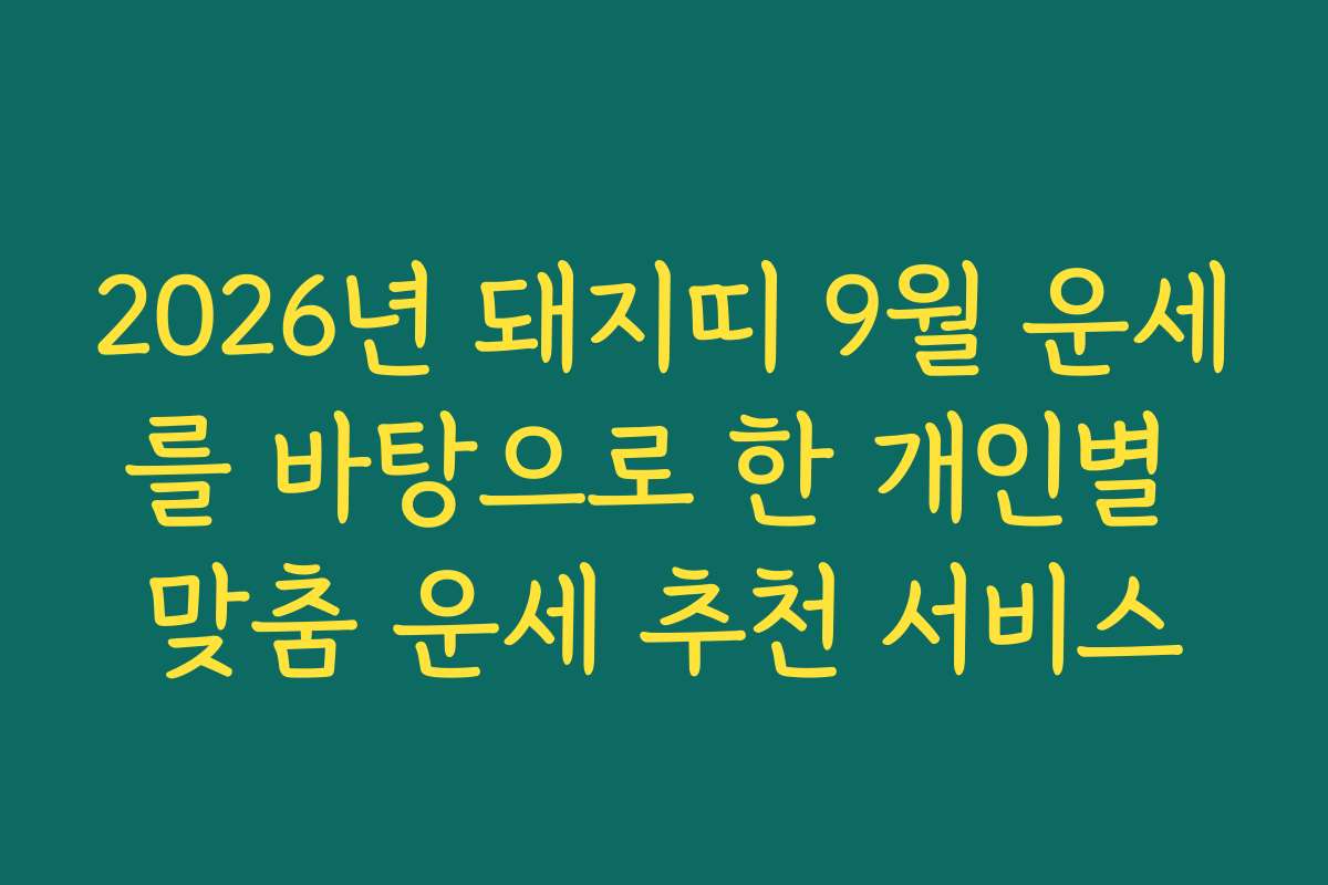 2026년 돼지띠 9월 운세를 바탕으로 한 개인별 맞춤 운세 추천 서비스