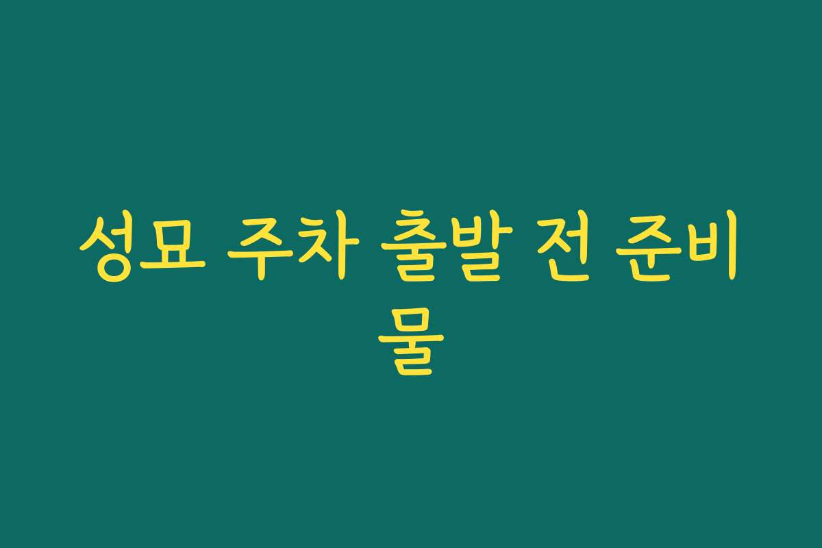 성묘 주차 출발 전 준비물