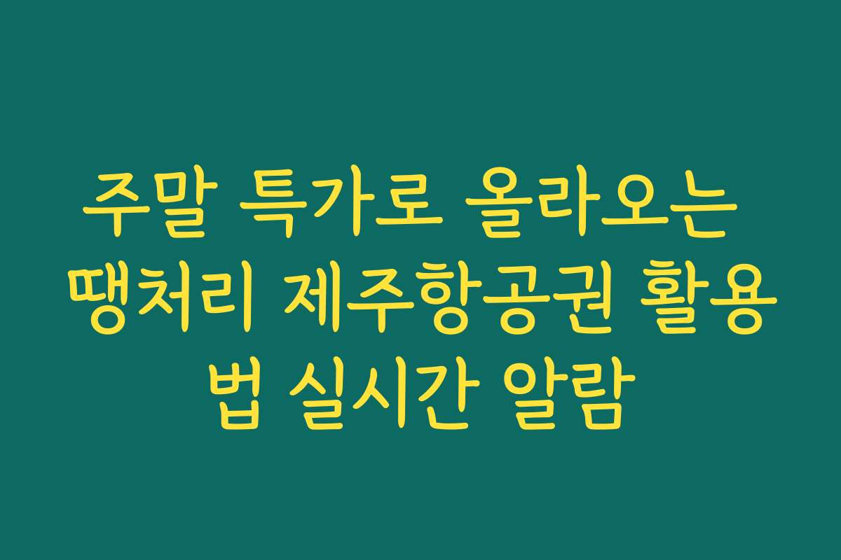 주말 특가로 올라오는 땡처리 제주항공권 활용법 실시간 알람