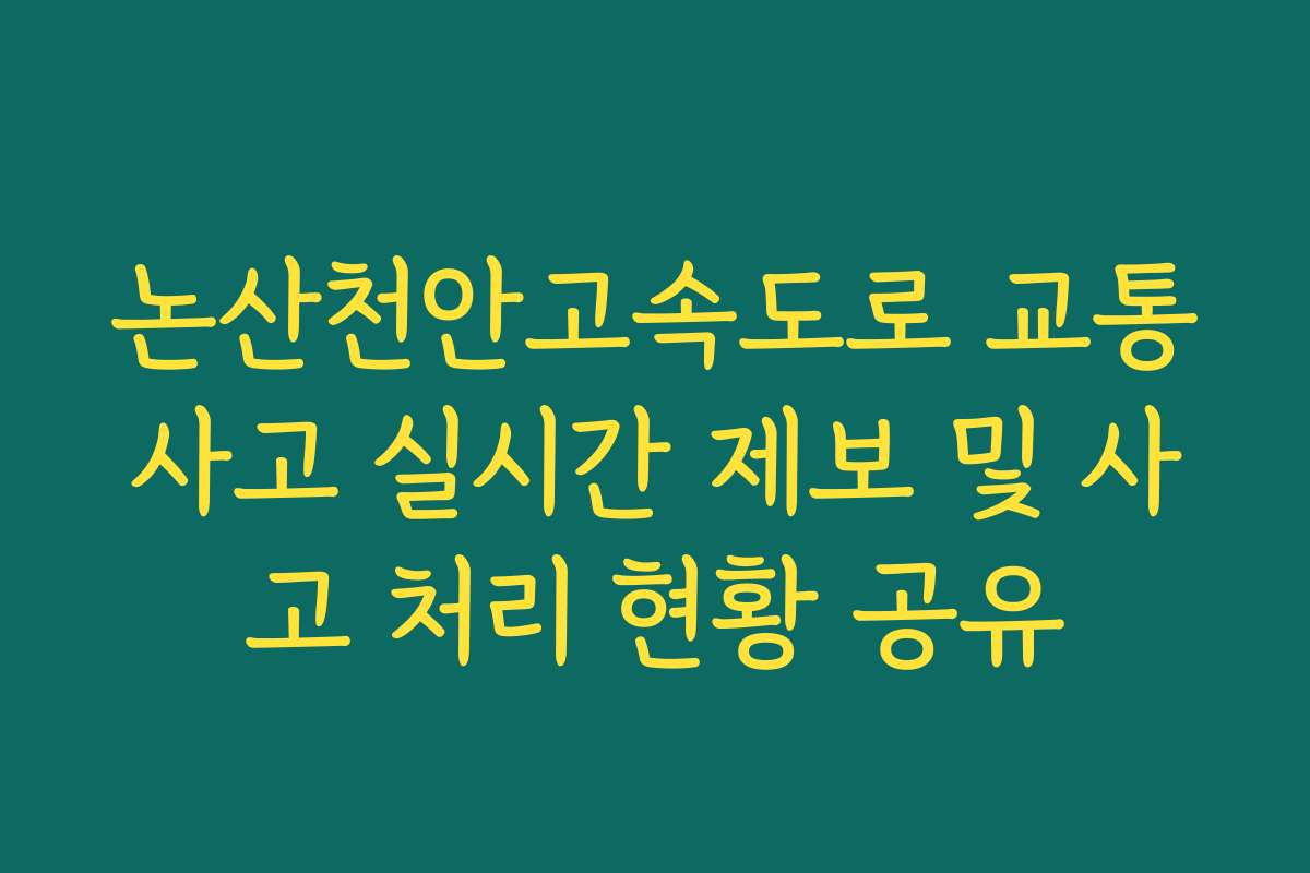 논산천안고속도로 교통사고 실시간 제보 및 사고 처리 현황 공유