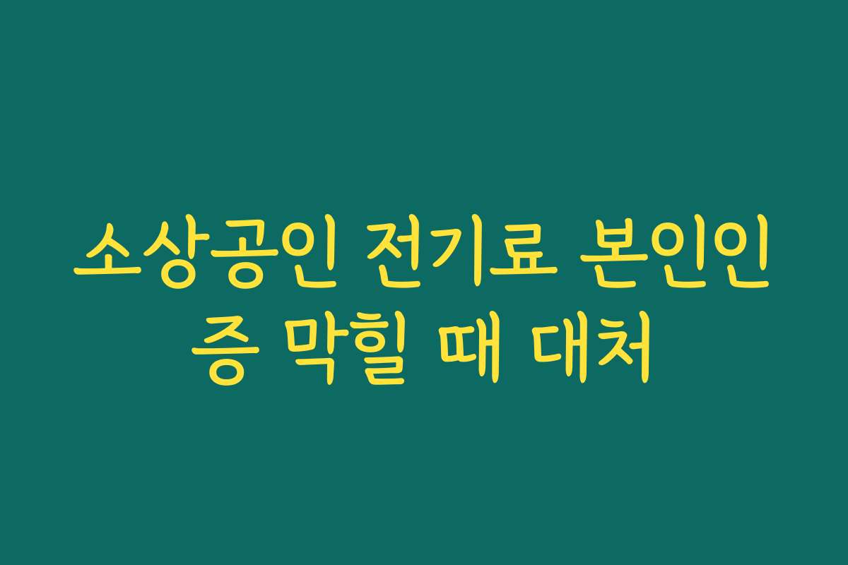 소상공인 전기료 본인인증 막힐 때 대처