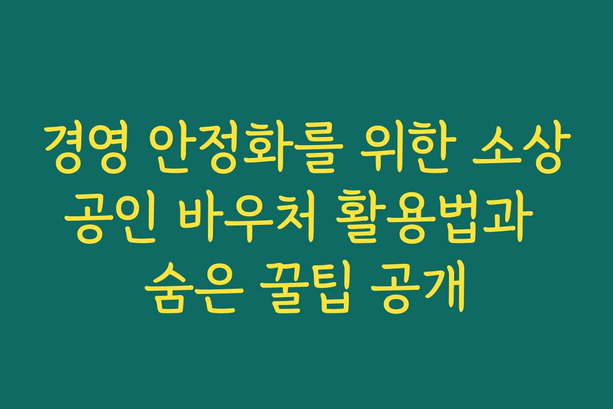 경영 안정화를 위한 소상공인 바우처 활용법과 숨은 꿀팁 공개